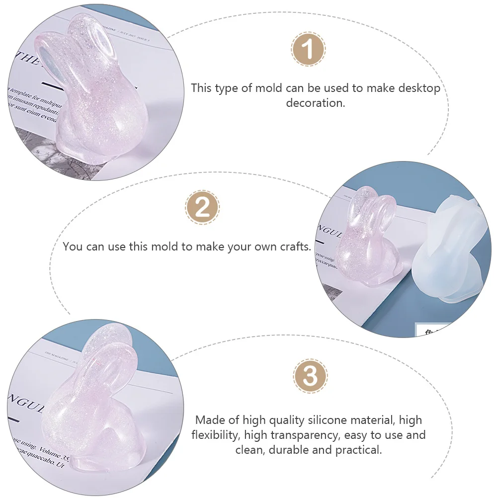 

3D Rabbit Silicone Mold High Transparency Flexible Epoxy Resin Mold DIY Craft Decoration Silicone DIY Tool Craft Accessories