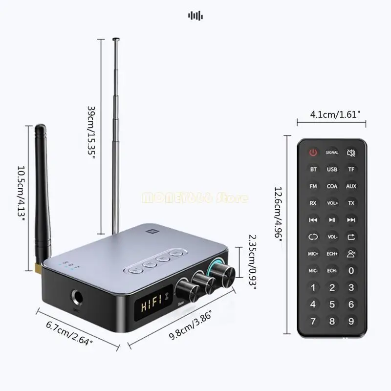 محول الصوت F62C Pluetooth COMPATICAL V5.1 Wireless Reviever Advter مع راديو FM Antanna Remote Contol