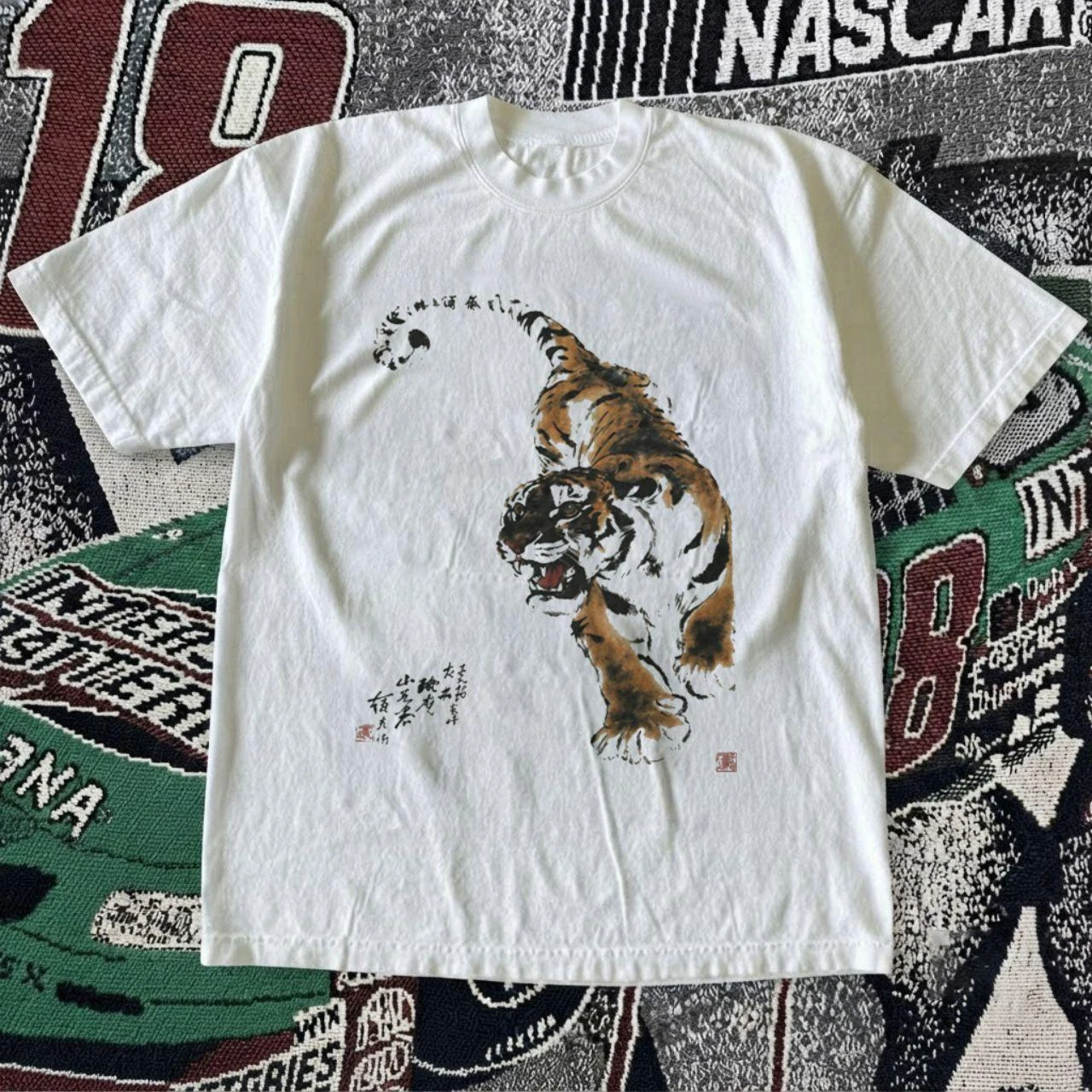 Vintage Tiger Print T-Shirt New Chinese Style Ink Tiger Design Men Women Harajuku Y2K Trendy Vintage Casual Streetwear Tops