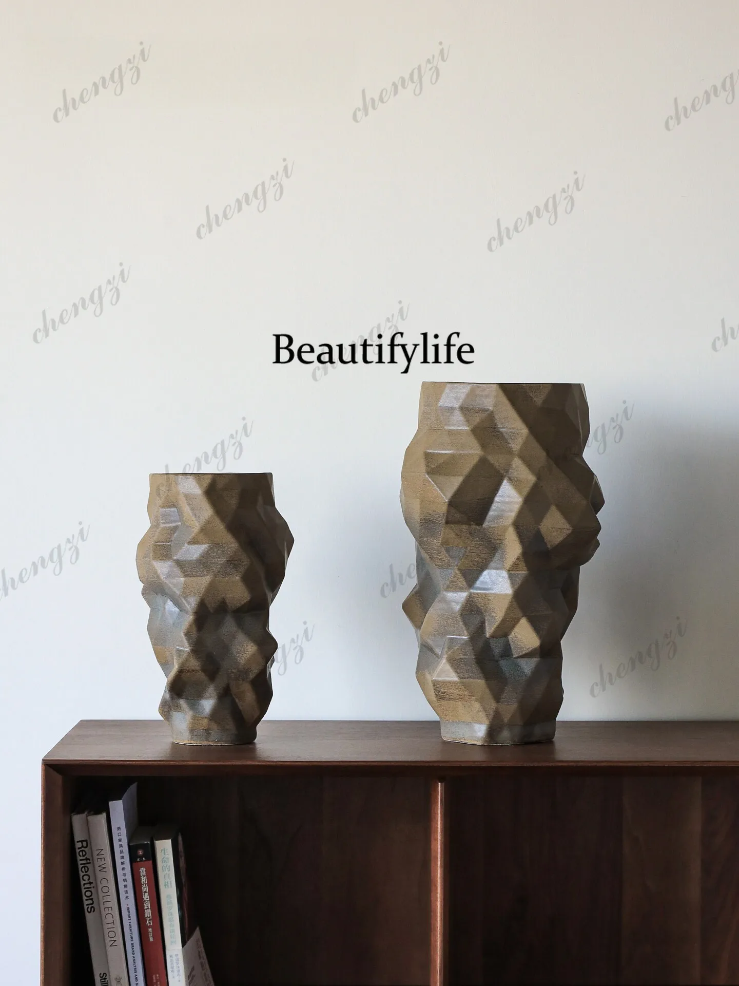 Jingdezhen ceramic vase light luxury high-end entrance living room decorative ornament model room art flower ware