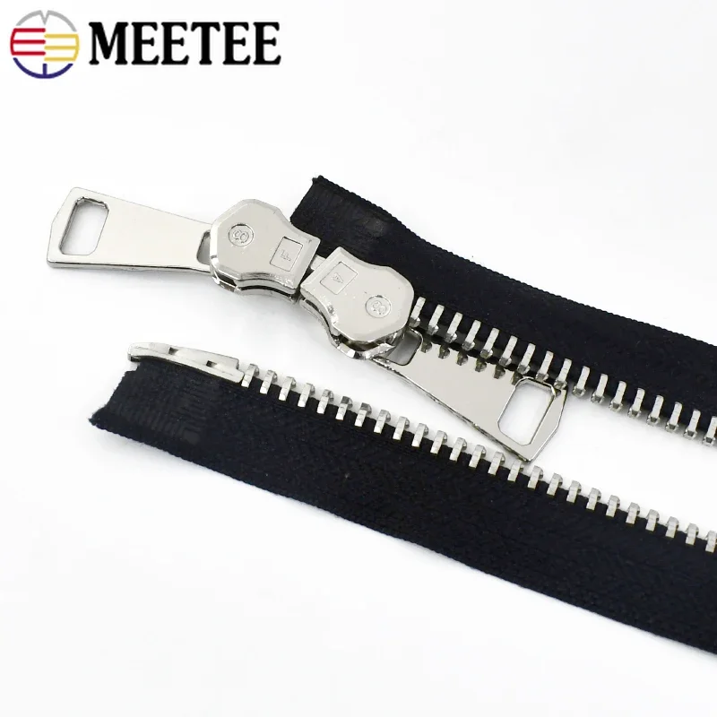 1Pc 70/80/100/120cm 8# Double Sliders Zipper for Sewing Open-End Metal Zippers Zips Repair Kit Coat DIY Clothing Accessories