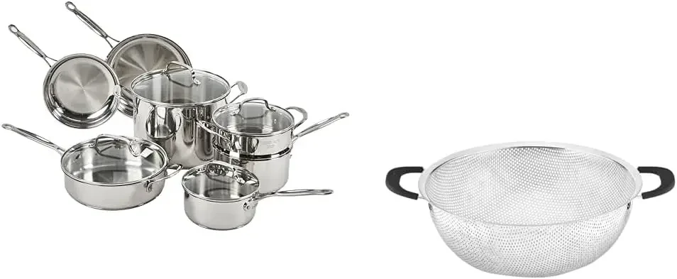 4/7/10/11/13/14/17-Piece Cookware Set, Chef's Classic Stainless Steel Collection Pots And Pans