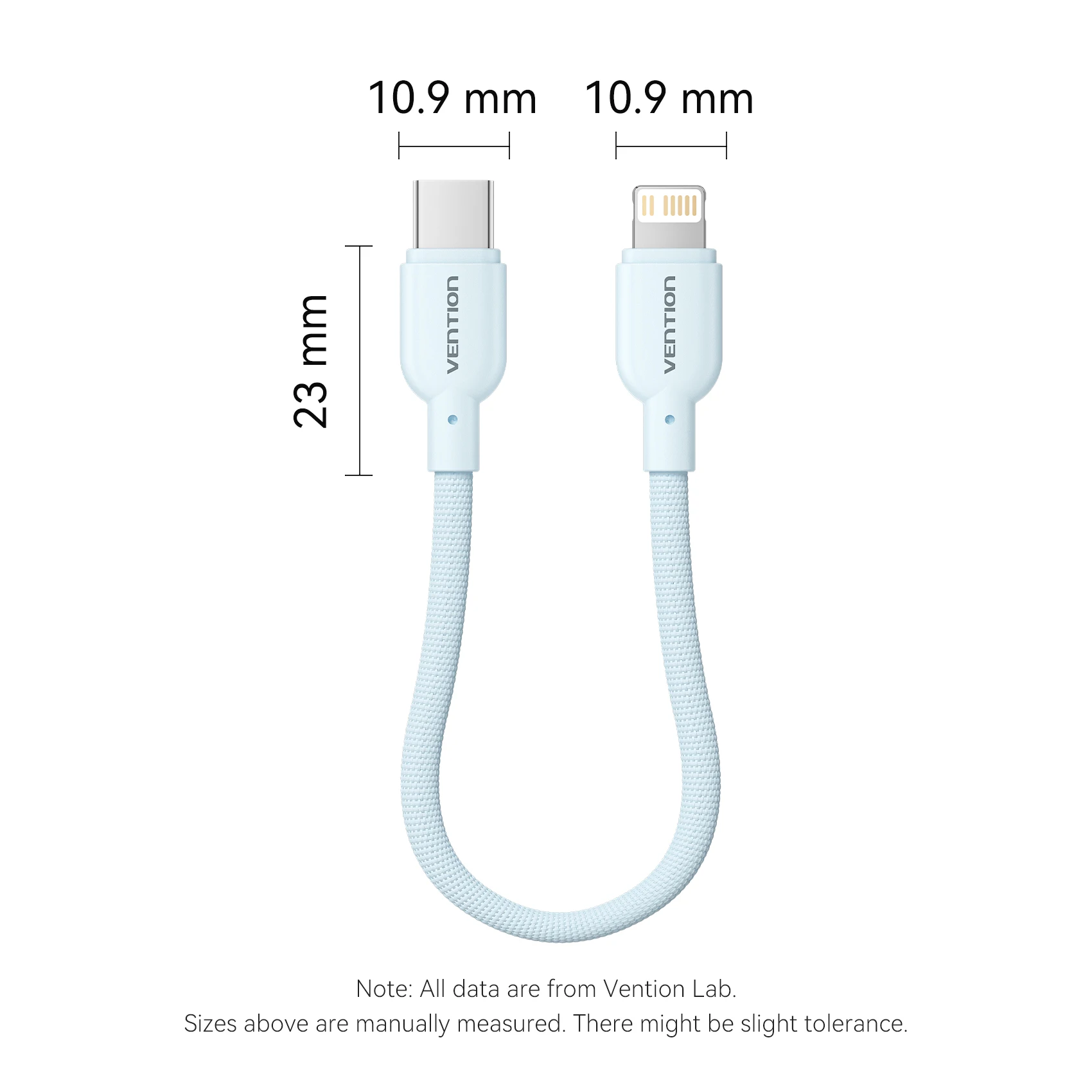 Короткий кабель USB Type C Vention 17 см, 3A, 27 Вт, кабель Lightning для iPhone 14 13 12, кабель Power Bank, кабель для быстрой зарядки данных