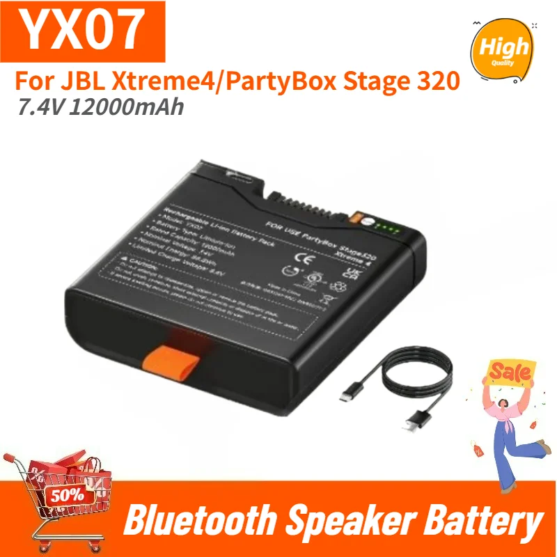 

High Capacity YX07 Bluetooth Speaker Battery 7.4V 12000mAh for JBL Xtreme4/PartyBox Stage 320 Brand New Replacement Battery