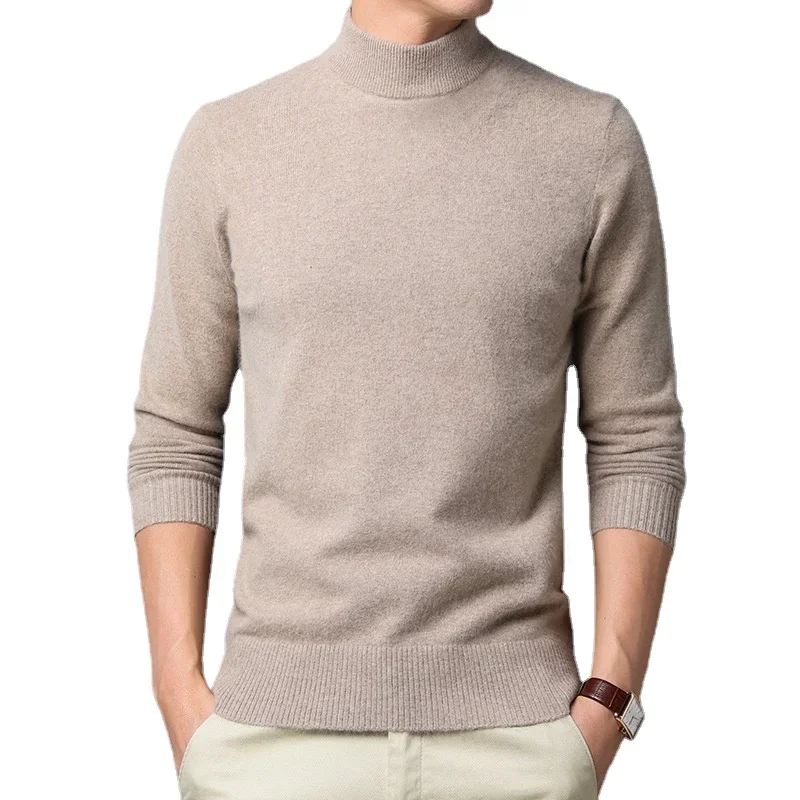 2023 Sweater Warm Men's Half Turtleneck Pullover Fashion Thickening  Middle-aged  Long-sleeved Top pullover