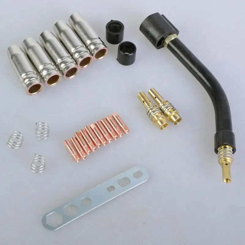 Welding Accessories Set for 15AK MIG Torch Featuring Contact Tubes and Gooseneck