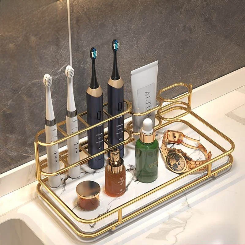 

Luxury Bathroom Toothbrush Holder Plastic Desktop Storage Box Toilet Cup Rack Sink Organizer Korean Style Adult Use
