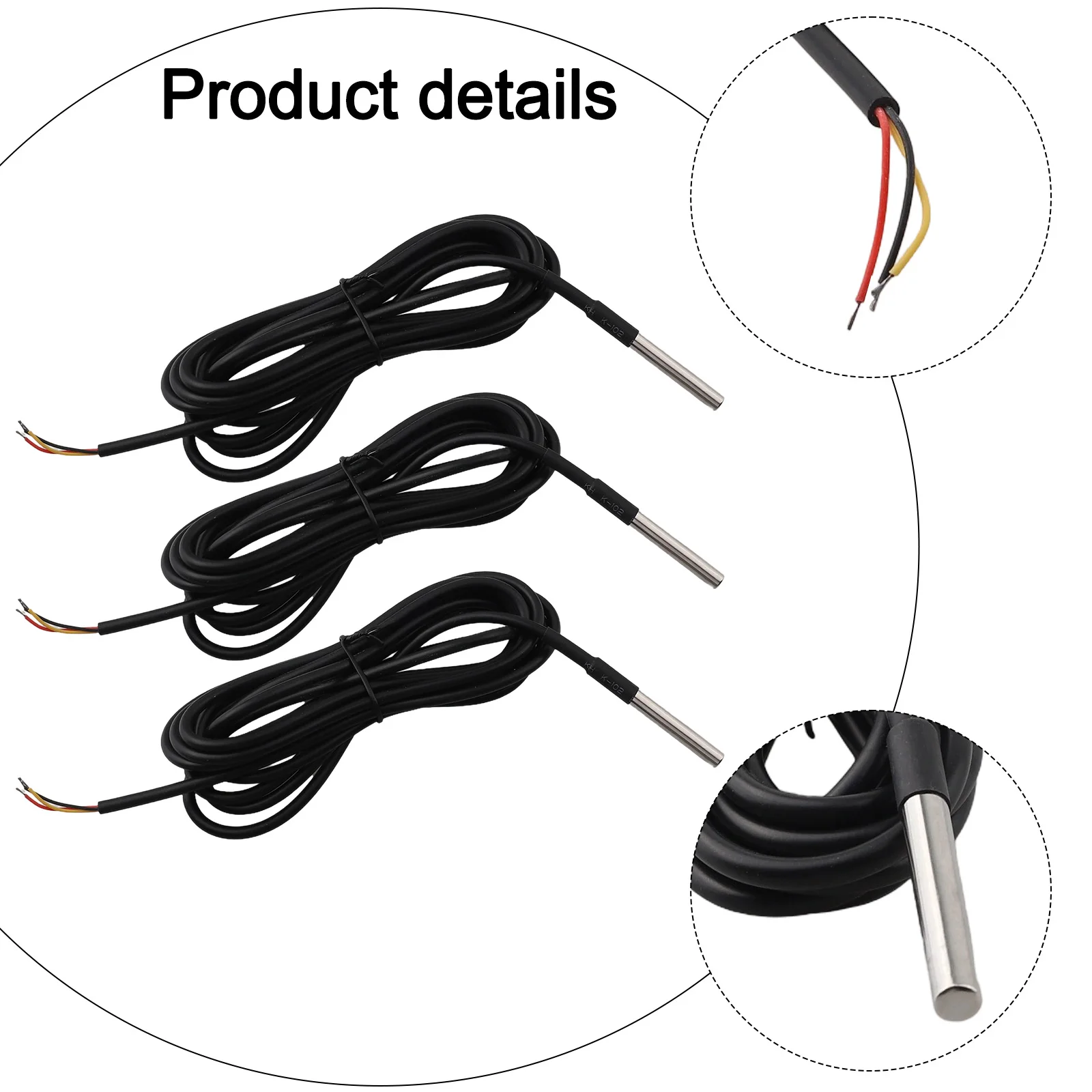 3pcs 3 M Temperature Sensor Temperature Cable For 18B20 Compatible For Arduino Temperature Sensor Cable Power Tool Parts