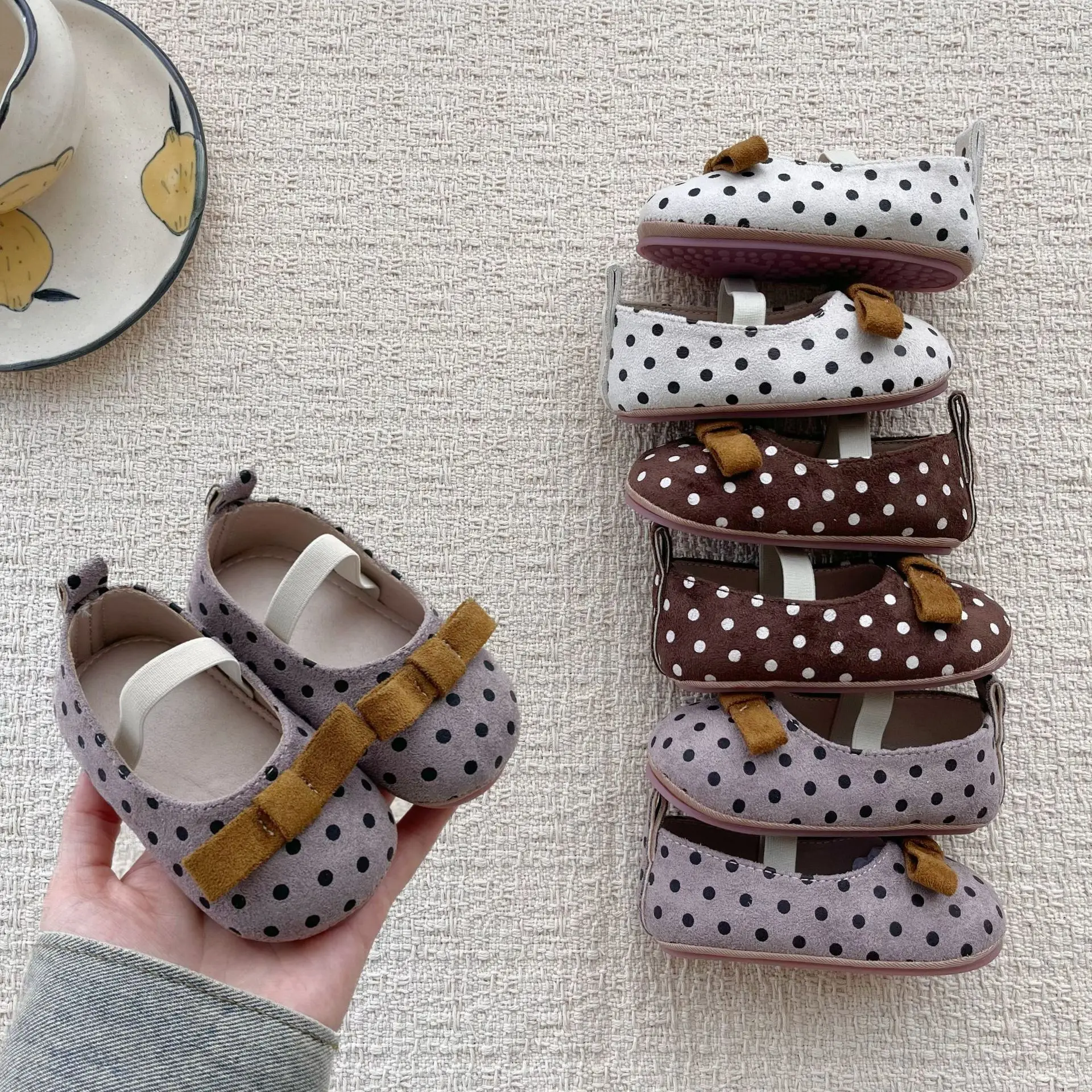 2026 Autumn Baby Shoes for Girls Soft Sole Anti-slip Shoes Spring Autumn Cute Bow Elastic Band Toddler Princess Shoes