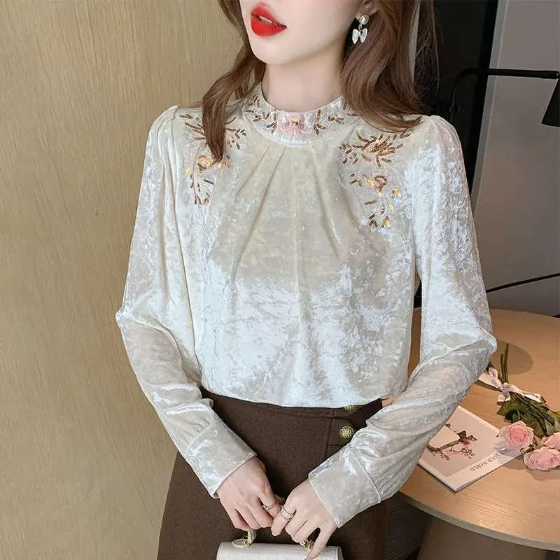 

Топы с французским темпераментом Светские плиссированные рубашки Свободные модные шикарные и универсальные