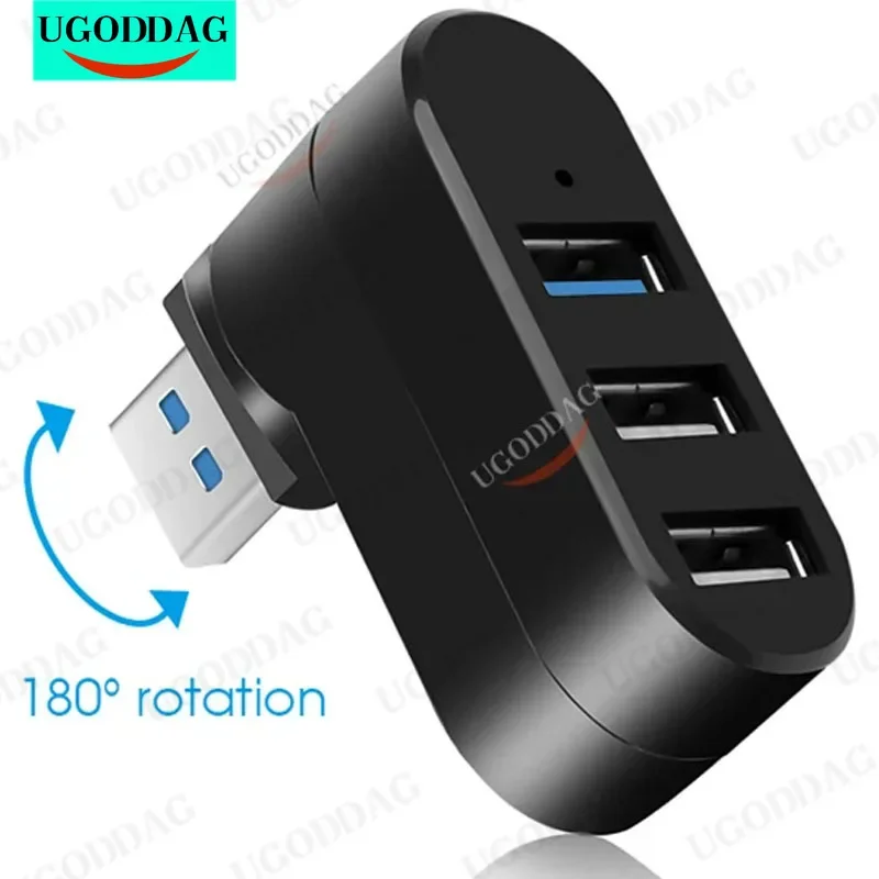 USB Hub 3.0 Adapter Rotate High Speed U Disk Reader Splitter 3 Ports USB 2.0 for Computer PC Laptop Mac Mini Accessories