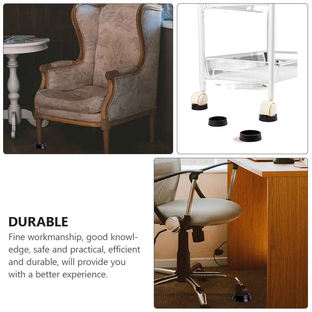 Wheel Stopper Roller Chair Mat, Circle Rug Móveis, Material de borracha macia, Floor Protector Pad, 6 Pcs