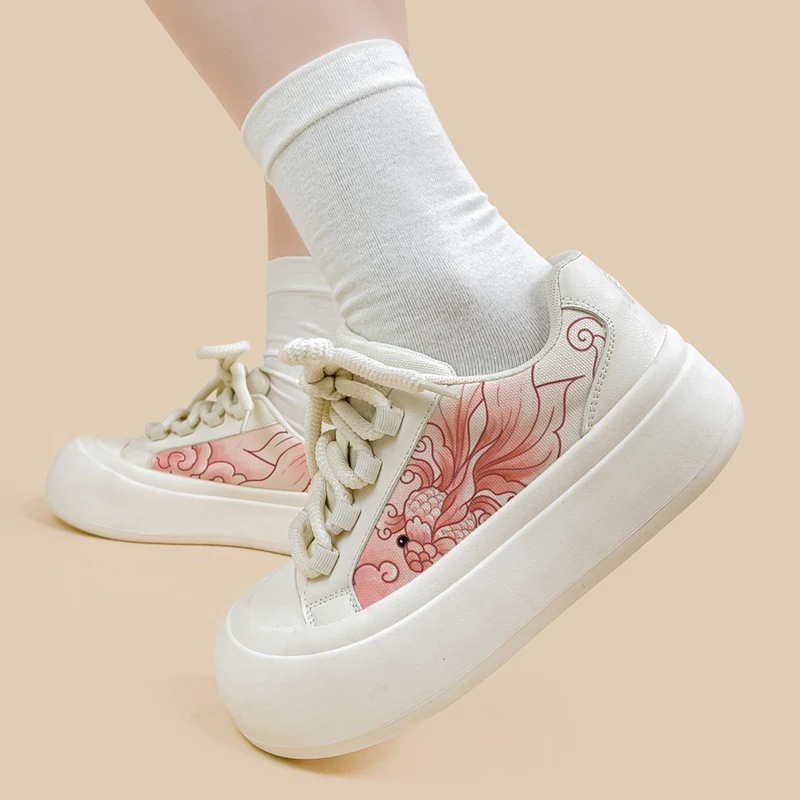 Amy and Michael 2024 Autumn New Trendy Sneakers Fashion Women Casual Chunky Canvas Shoes Girls Female Platform Skateboard Shoes