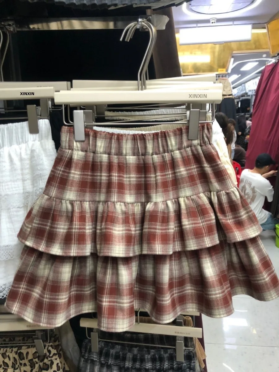 High Waist Plaid Cake ort Skirt for plus Size Women Spring Summer New Sle College Sle f Body Skirt Loose Fit Regular...