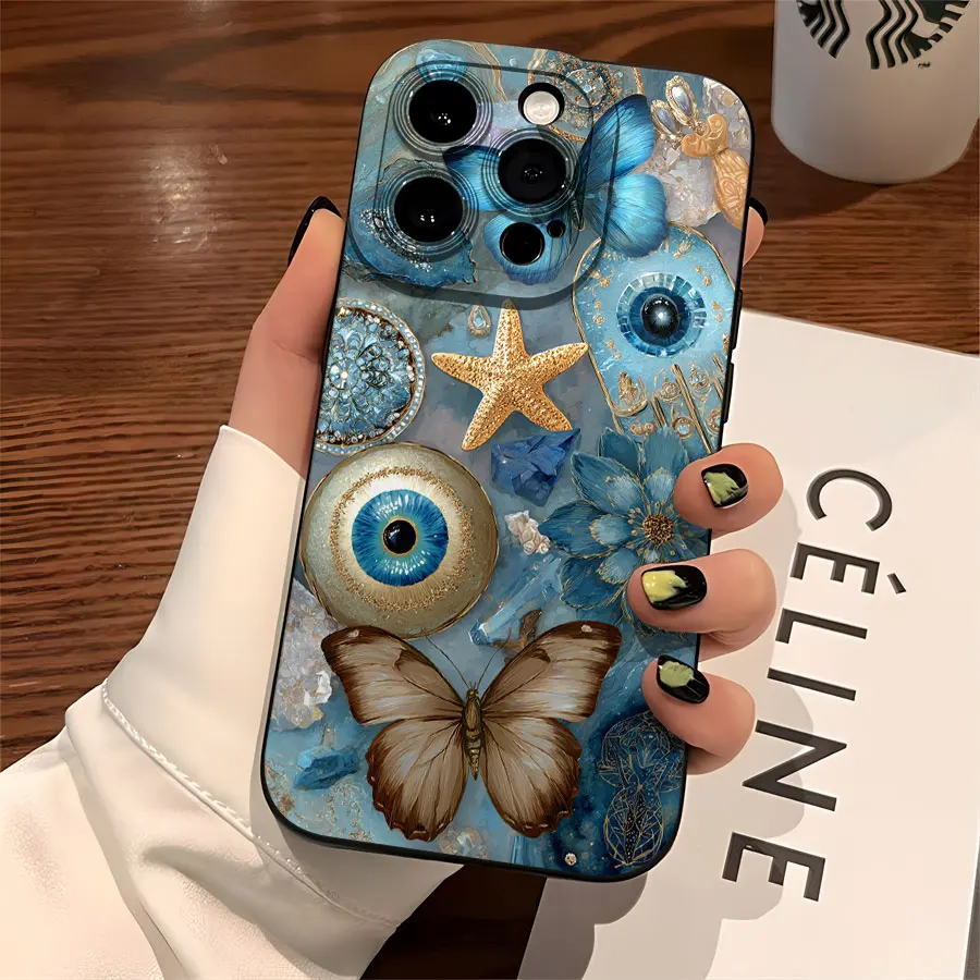 Capa de telefone macia TPU fosco Angel Eye, compatível com proteção Plus360 graus para iPhone 17 a 11 Pro Max