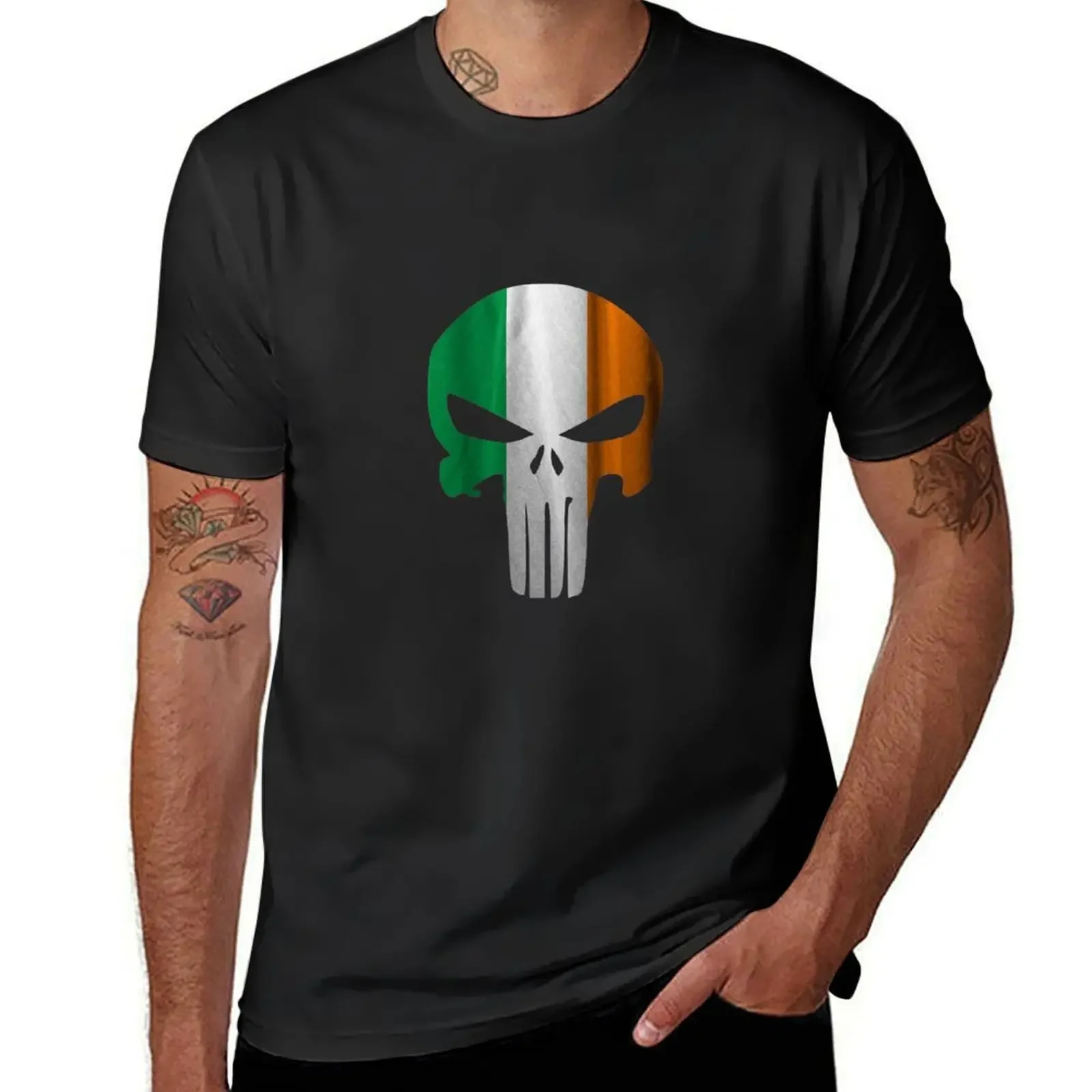 Ireland Flag Skull T-Shirt vintage t shirts anime tshirt tshirts for men