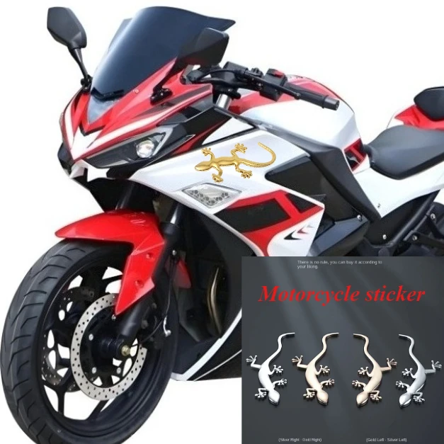 

Motorcycle sticker 3D Metal Gecko Shape Lizard Chrome Car Badge Emblems Sticker Decal Self-adhesive Decoration Silver/Gold