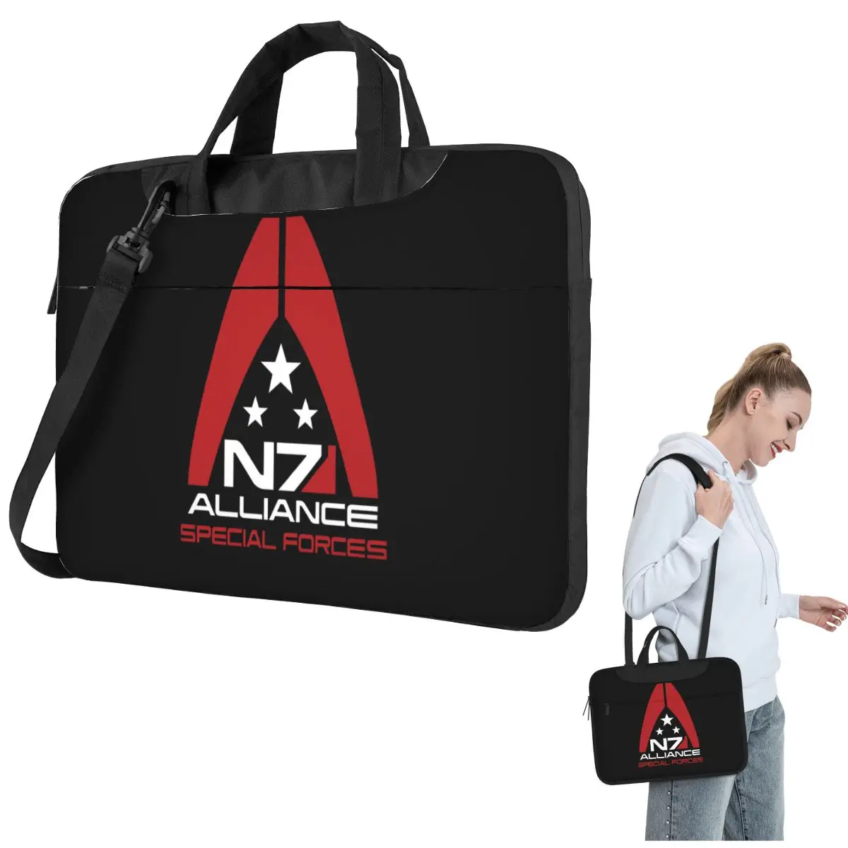 Armor Alliance Military Mass Effect N7 Crossbody Laptop Bag Case Computer Bag 13 14 15.6 Inch Notebook Pouch for Macbook Pro