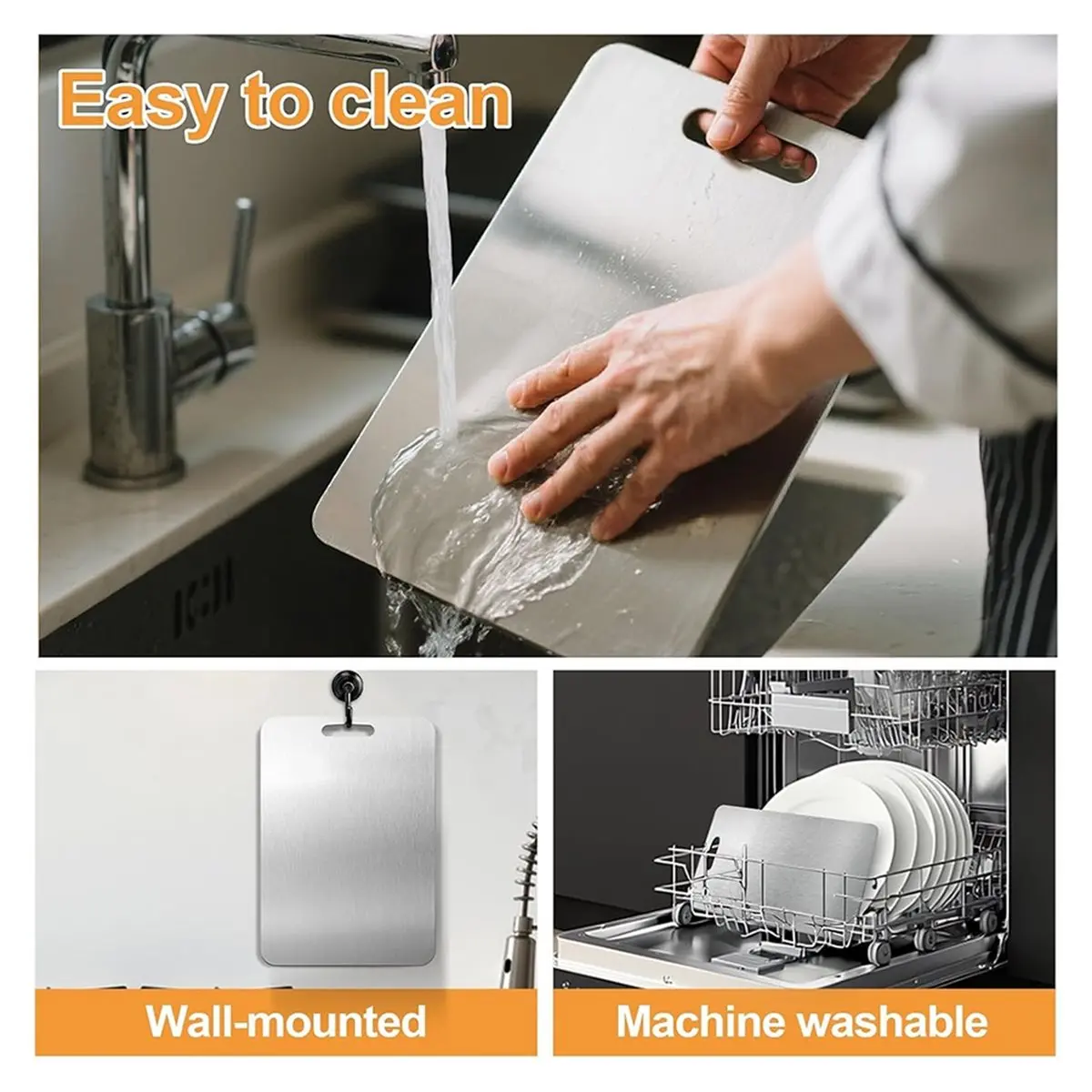 100% Pure Titanium Cutting Boards for Kitchen 3PCS Food-Grade Chopping Board for Easy to Clean and 'T Absorb Odors