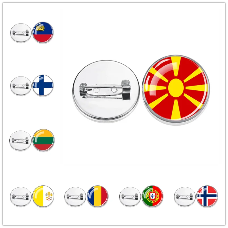 European National Flags Brooches Serbia Ukraine Portugal Russian Patriots Badges Clothing Accessories Can be Wholesale