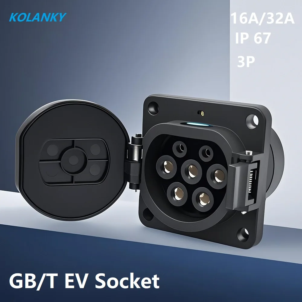 

GBT EV Socket IEC 62196 EV Connector For Electric Car Charging Female EV Socket 32A 3Phase 22KW 380V 450V