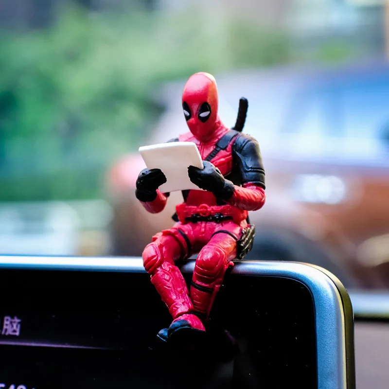 Disney Anime Movie Deadpool Action Figures Car Ornaments Auto Rearview Mirror Hanging Pendant Cake Model Toys Decor Accessories