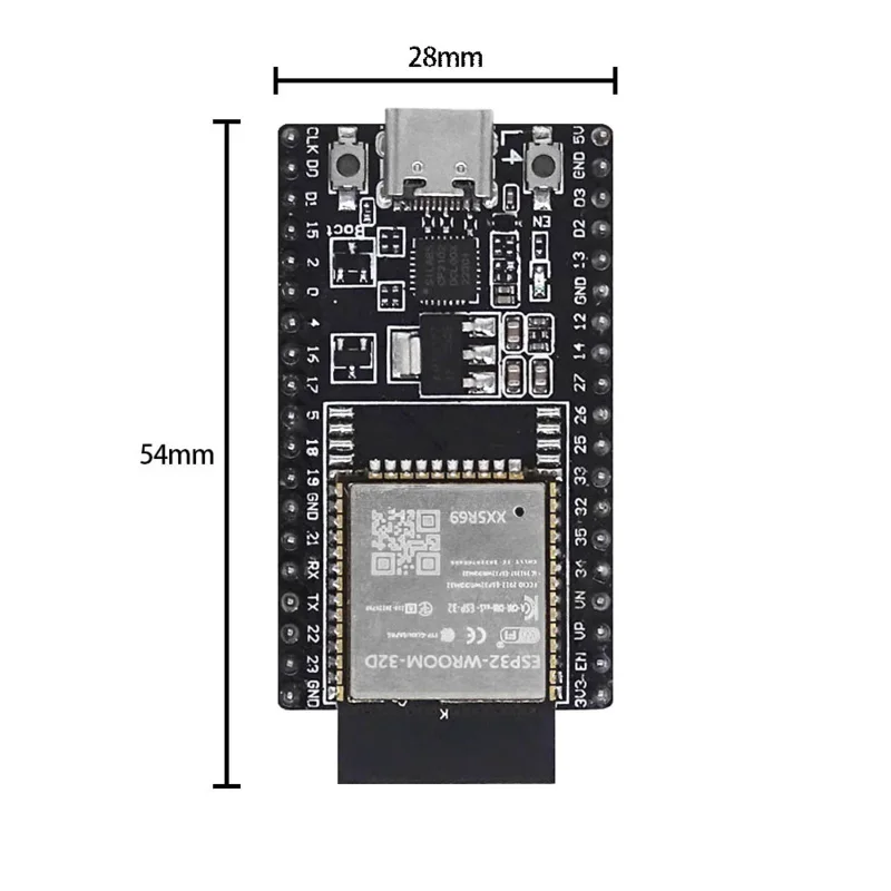 ESP32 DevKitC development board can be equipped with WROOM-32D/32U WROVER module TYPE-C interface