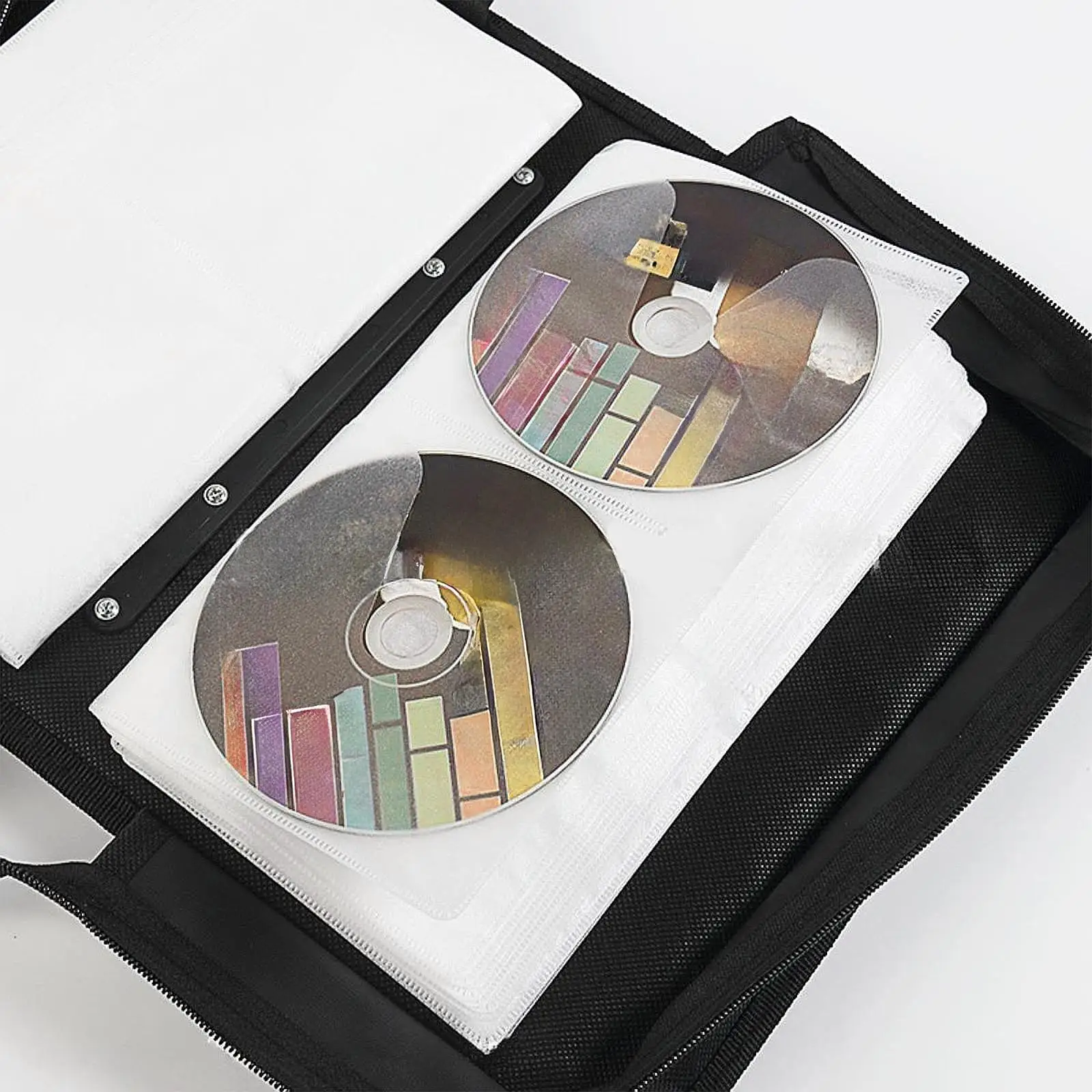 CD Case Bag 128 Capacity CD Storage Wallet Bag Disc Storage Bag Disc CD Storage Holder CD Sleeves Booklet for Home Office Car
