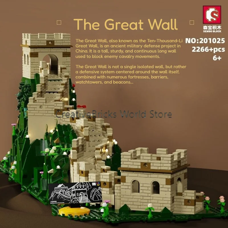 SEMBO Building Blocks 201025 Officially Licensed Badaling Great Wall and Chinese Ancient Architecture Scenery Set (Small Pieces)