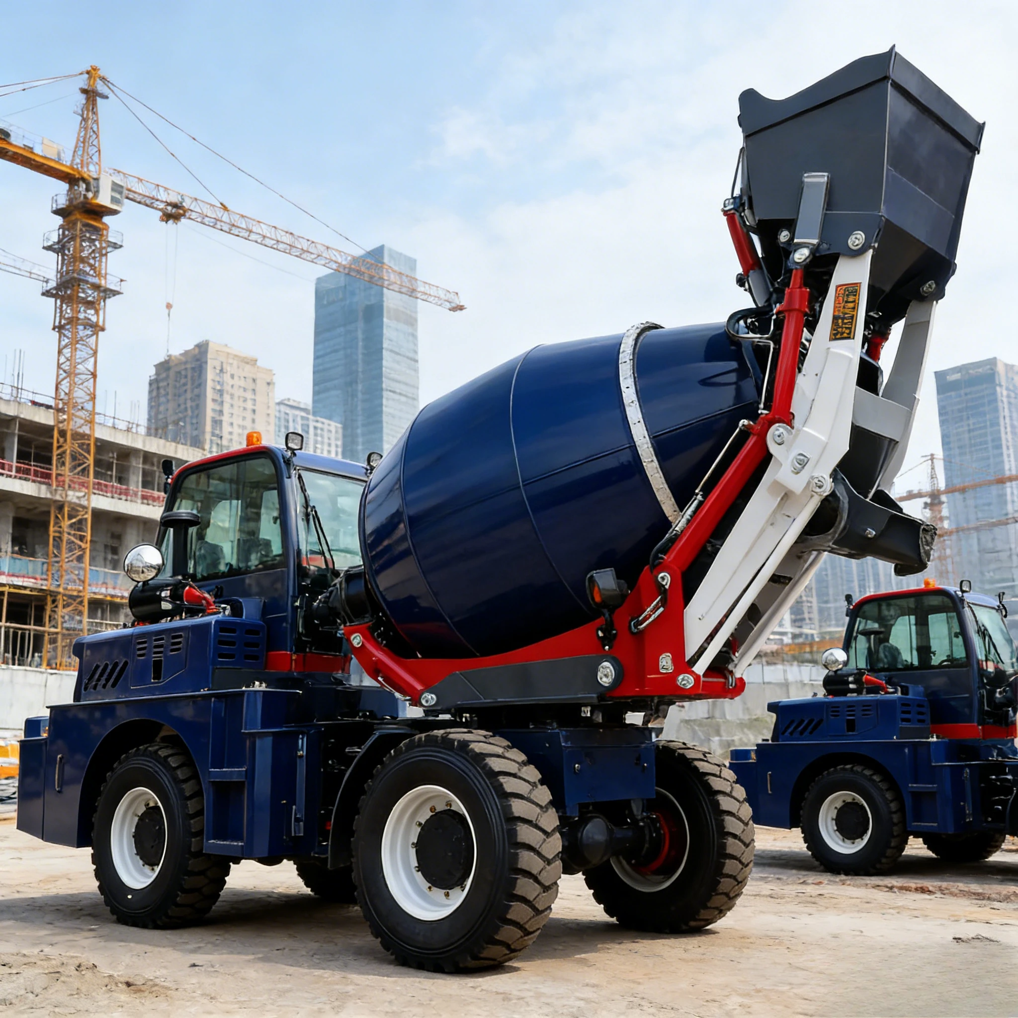 Small Electric diesel 3 Point Hitch Portable Pinion Gear Truck Cement Trailer Mortar Mixer Machine with Pump Hose customized