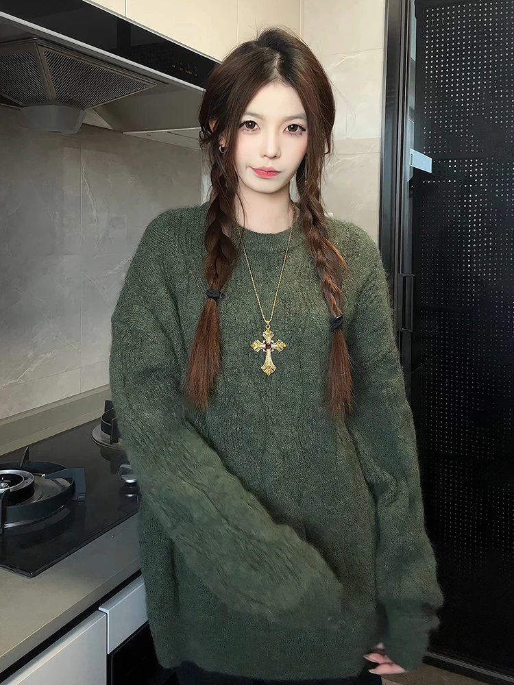 

Американский ретро-свитер унисекс, зимний, в свободном стиле, вязаный, для ношения как под верхней одеждой, так и самостоятельно, повседневная куртка с длинным рукавом для пар