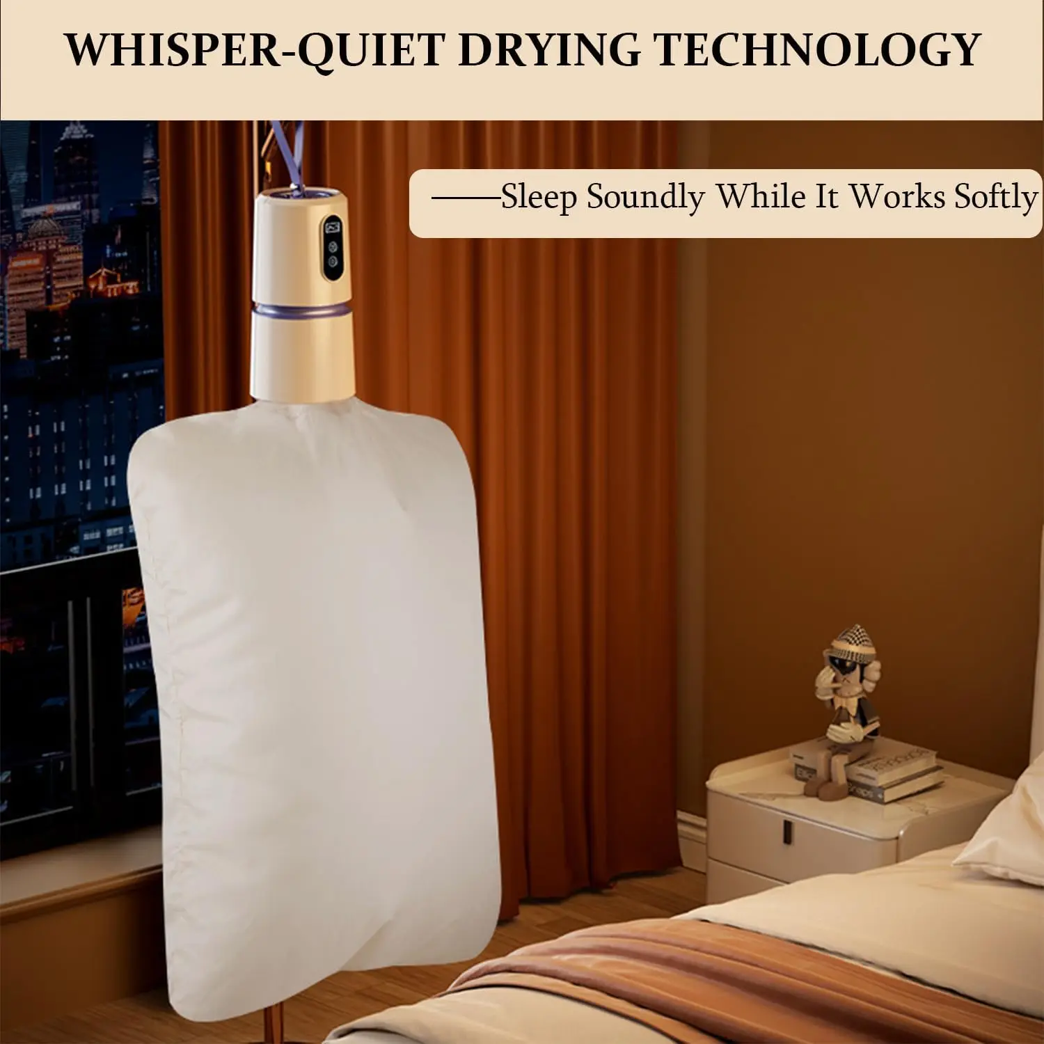 Tragbarer Wäschetrockner mit 360° °   Heißluft- und Timer, leiser Mini-Trockner für Reisen, Apartment, Wohnmobil, Wohnheim