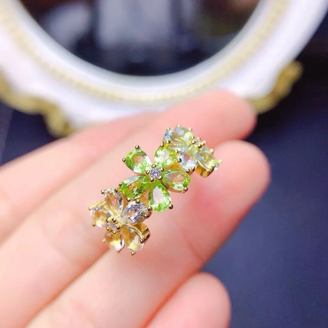 

KJJEAXCMY High End Women's Ring Natural Colored Sapphire S925 Silver with Electroplating Boasting High Clarity Full Brilliance