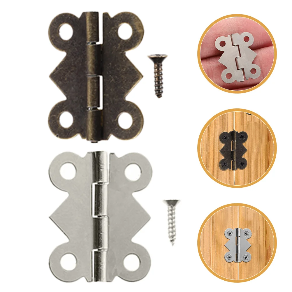 

20pcs Hinges For Cabinet Doors Vintage Hinges Decorative Chest Box Hardware Wood Furniture Fitting Accessories