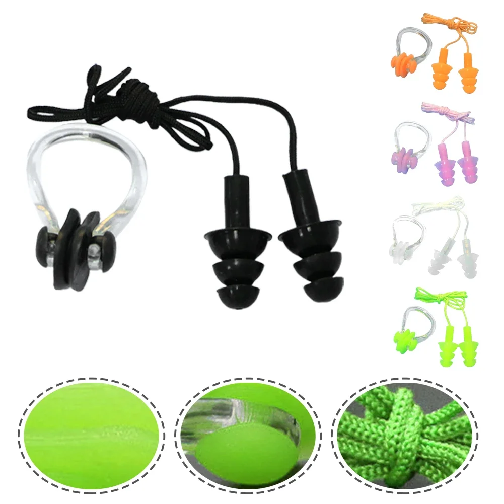 Soft Silicone Ear Plugs Nose Clip Set Case Child Swimming Water Pool Sea Earplugs Made Specially Fors Under Age 10