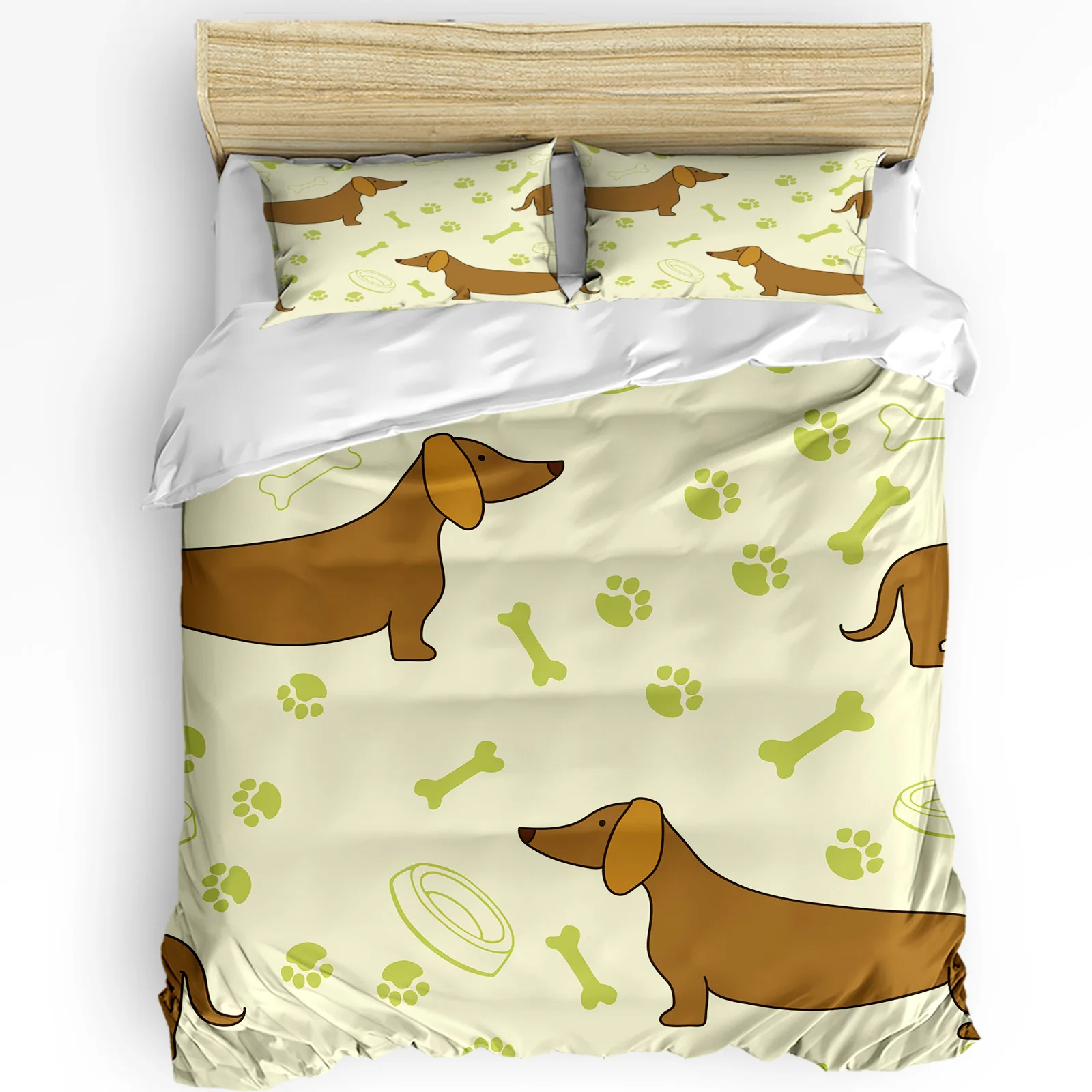 Cartoon Dog Dachshund 3pcs Duvet Cover Set Pillow Case Bedroom Single Double Bed Comforter Bedding Set Quilt Cover