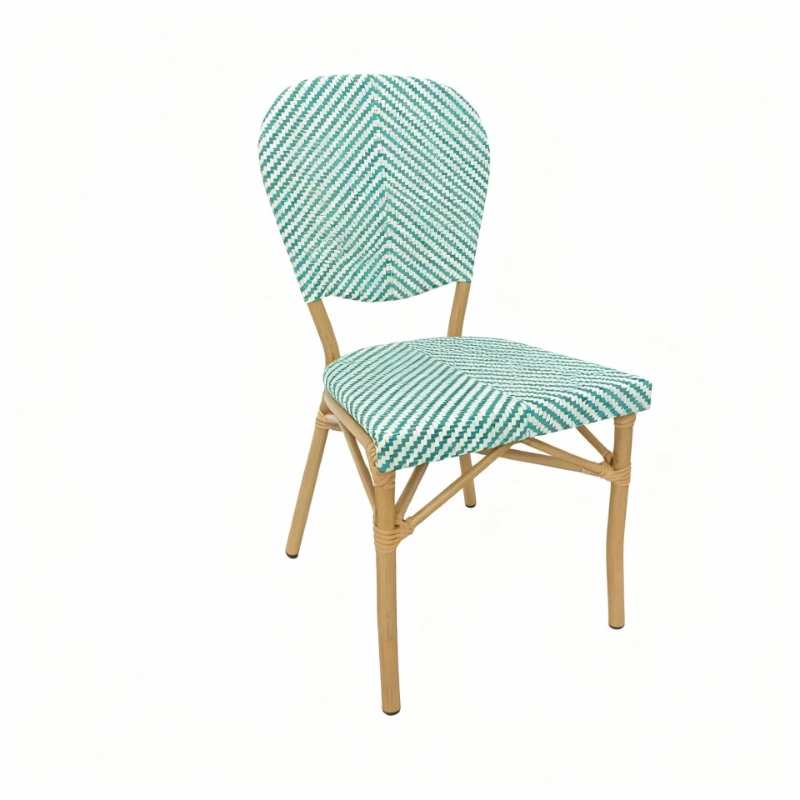 

Furniture Metal Backrest Aluminum Alloy Rattan Dining Chair Balcony Color Handmade Rattan Table and Chair