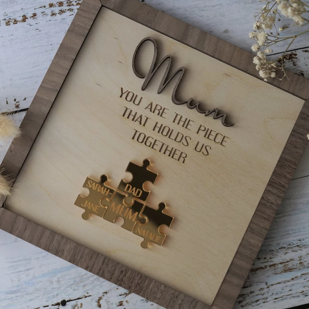 Nomes personalizados Puzzle Wood Craft personalizado Mães Day Gift Puzzle