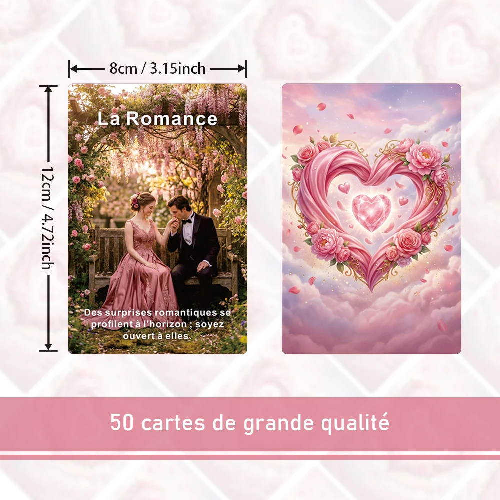 Original French Oracle Card, Romantic Love Theme, 50 Cards for Prophecy Guide, Card Games, Tarot Cards, 12*8cm, 14+