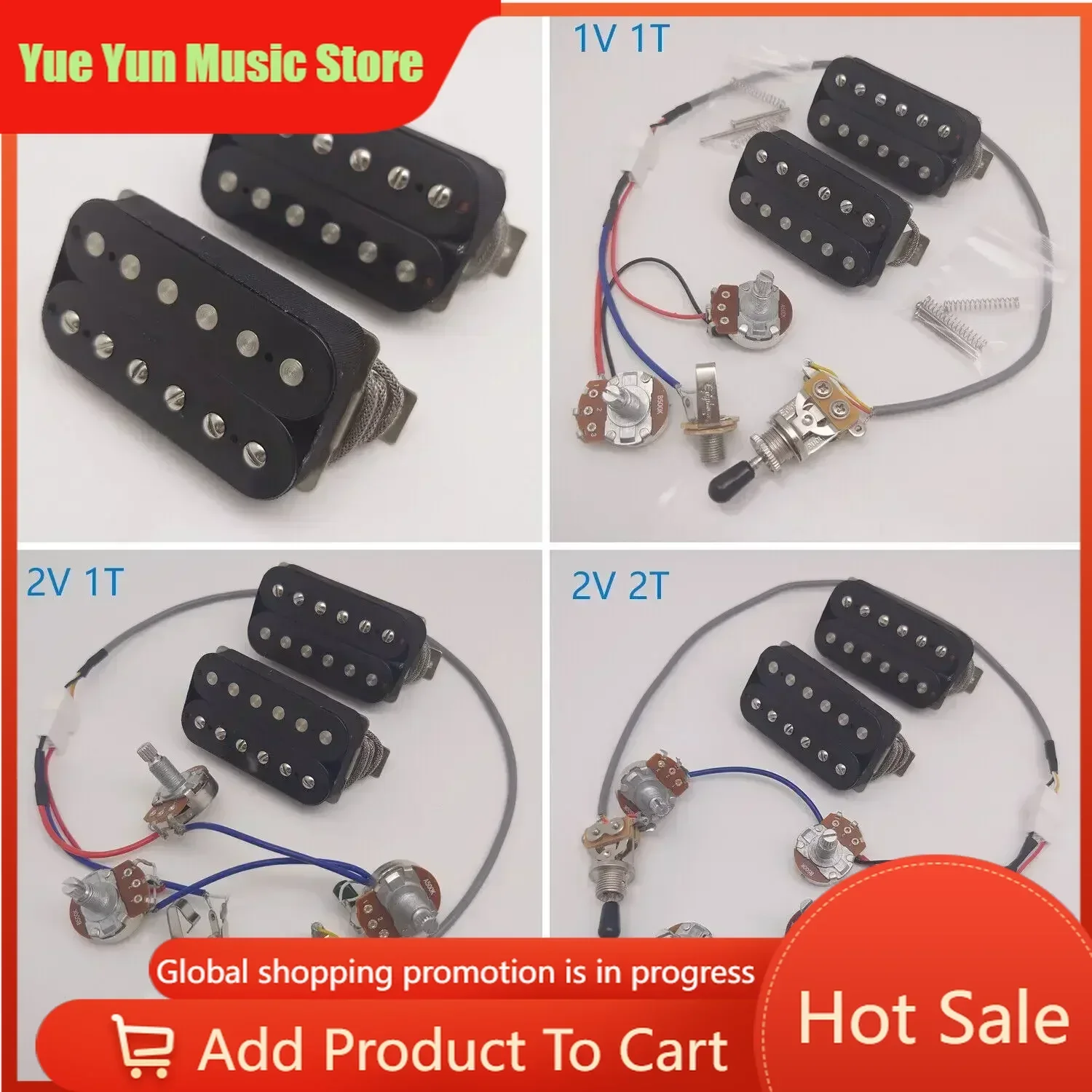 Best Offer -Alnico V Classic 57 Guitar Humbucker Pickup Set with Wiring Harness 1V1T 2V1T 2V2T