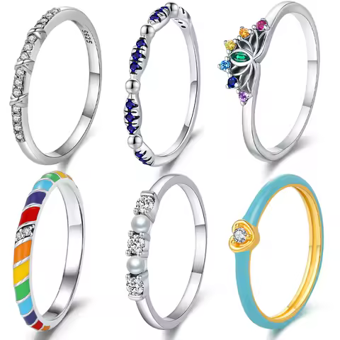 925 Sterling Silver Rainbow Flower Ring Blue Gold Circle Heart Ring Simple Jewelry For Women Fashion Daily Wear Romantic Gift