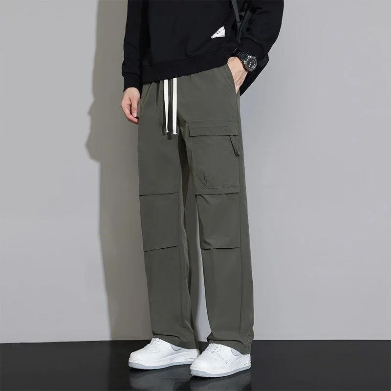 

Men's Casual Cargo Pants Spring Summer Workwear Trousers Loose Fit Straight Leg Spor Leisure Long Trousers Paratrooper Sle
