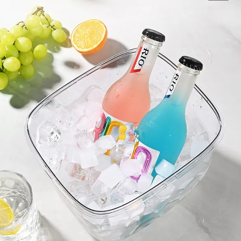 Transparent Ice Bucket Portable Retro Champagne Summer Beer Bucket  Large Capacity Fruit Storage Bucket Box Container