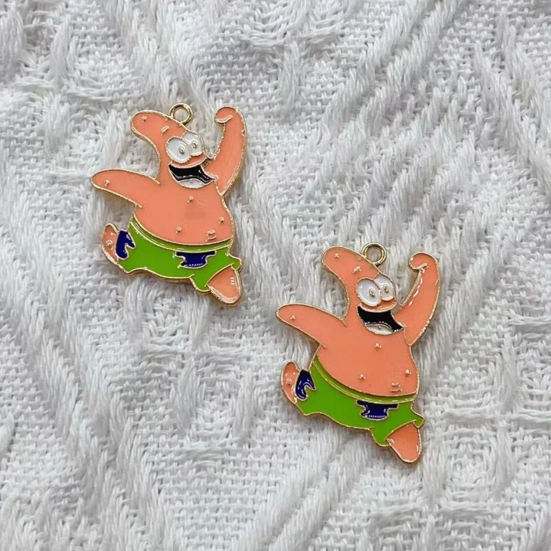 10PCS SpongeBob Patrick Star Cartoon Anime Characters DIY Accessories Necklace Accessories Keychain Earrings Pendant Material