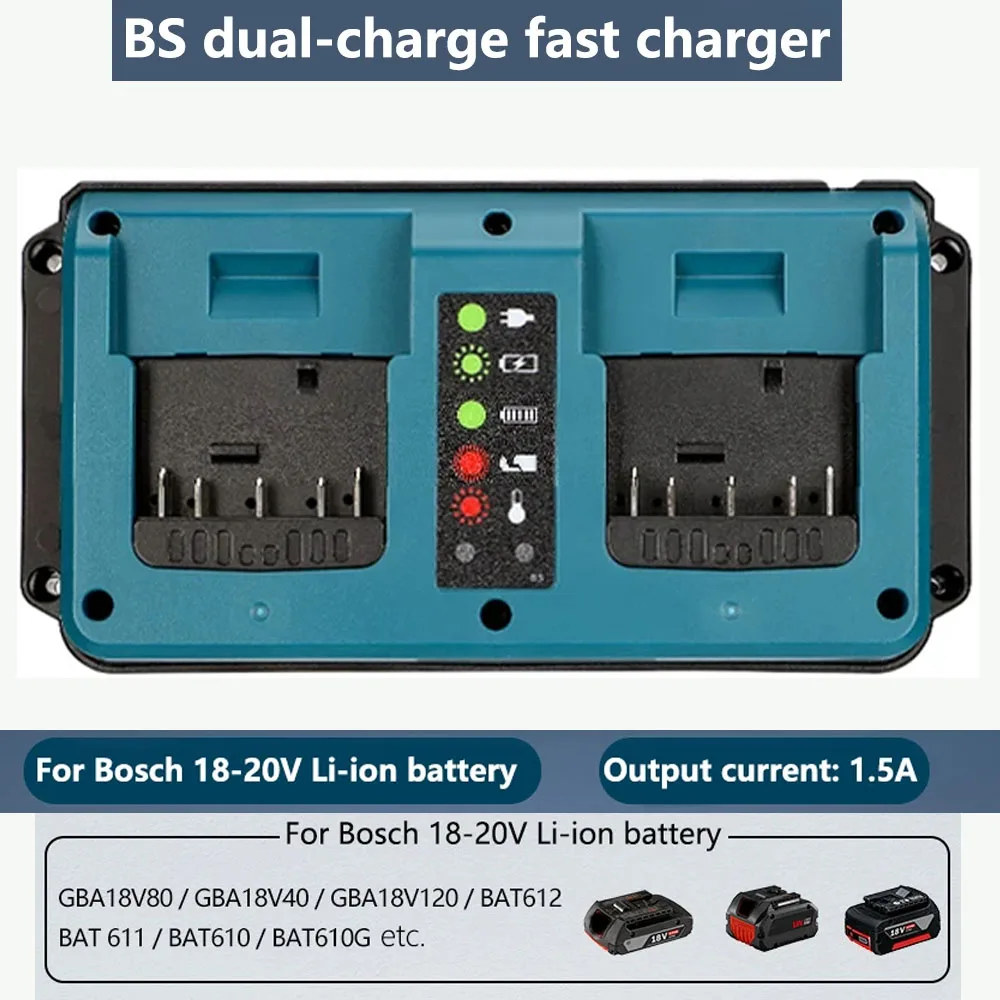 

PonbosThe Portable 90W Fast Dual-port Charger EU/USPlug Is Suitable for Bosch 18V-20V Lithium Battery BAT609 BAT609G BAT618.