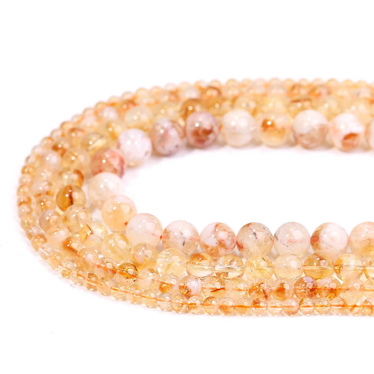 AAAAA سيترين الخرز كريستال الحجر الطبيعي 4/6/8/10 مللي متر الكوارتز الطاقة شفاء الخرز للمجوهرات قلادة سوار DIY بها بنفسك اكسسوارات