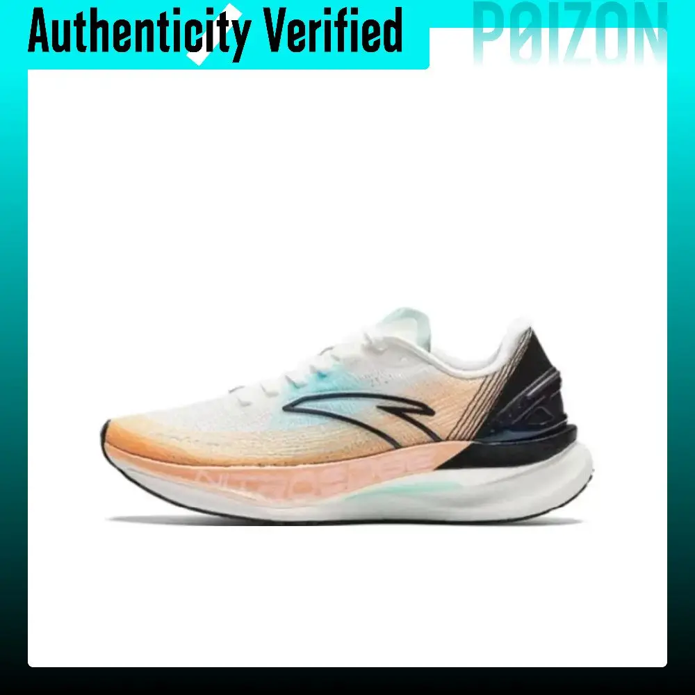 Anta Cushioning Slip Resistant Abrasion Resistant Low top Running Shoes Men's White Orange Blue 112335588-1