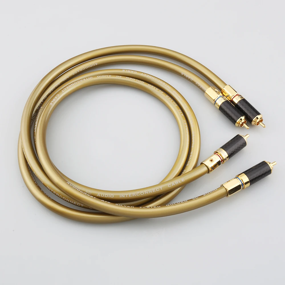 DIYLIVE 1 Paar Hochreines OFC-Kern RCA-Audiokabel 2RCA-Stecker mit Reinkupfer Vergoldeter Stecker für Verstärker - Meterware – Detail 4
