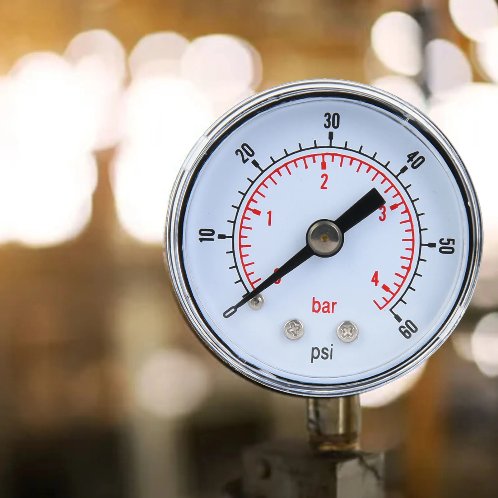 Medidor de pressão mecânico para ar, óleo e água, conexão traseira BSPT de 1/8 polegadas (0-60psi 0-4bar)