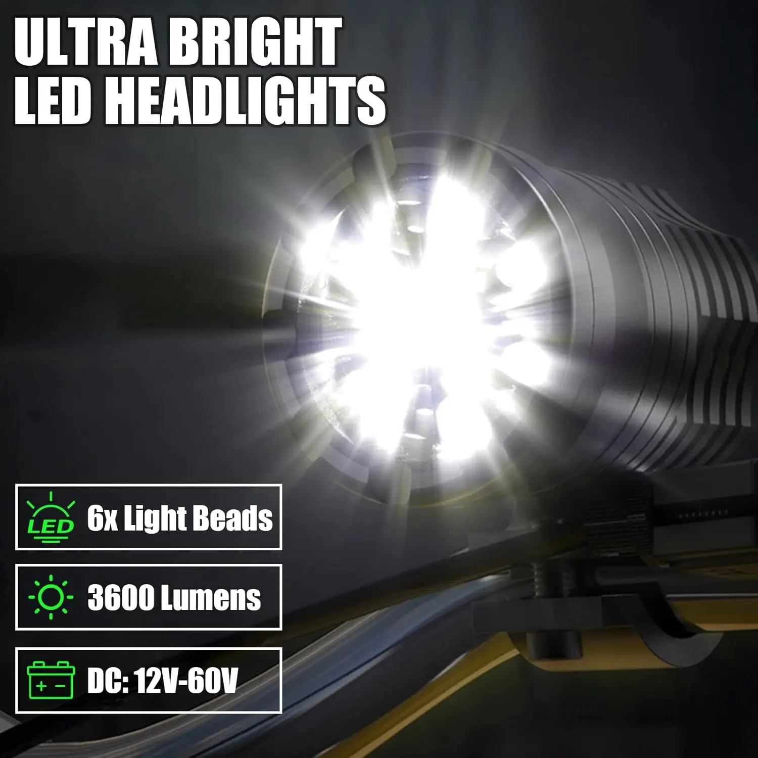 2ps Motorcycle Driving Lights 12-60V 40W 3600LM LED Fog Lights for ATV UTV Bike Car Truck Boat Forklift Waterproof LED